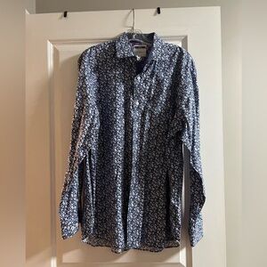 Navy Floral Button-Down Shirt